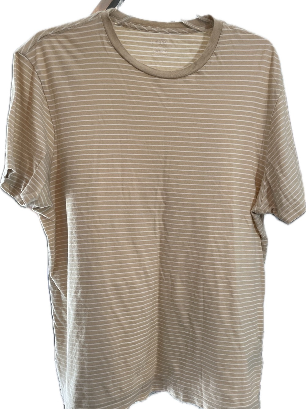J. Crew Beige and White Striped Crewneck Tee